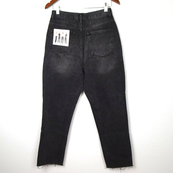 Rhinestone Jeans Simple Society Size 9 Gray Button Fly Cropped Straight Frayed - Picture 5 of 10